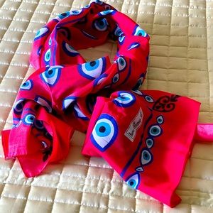 Evil Eye printed silk scarves